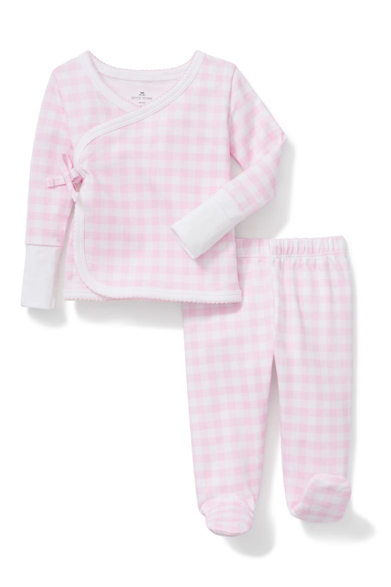 Pima Cotton Wrap Top & Footed Pants Set, Main, color, LIGHT PINK