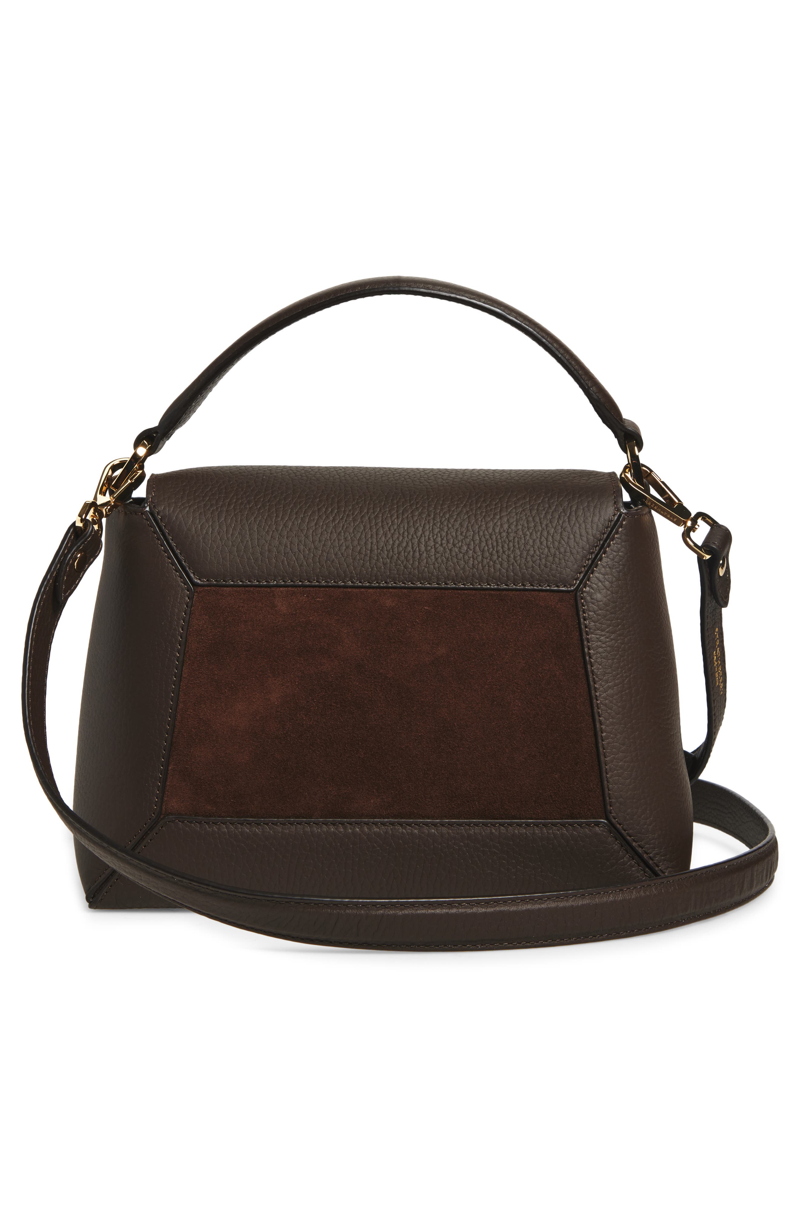 Strathberry Nano Mosaic Leather & Suede Top Handle Bag, Alternate, color, Dark Chocolate