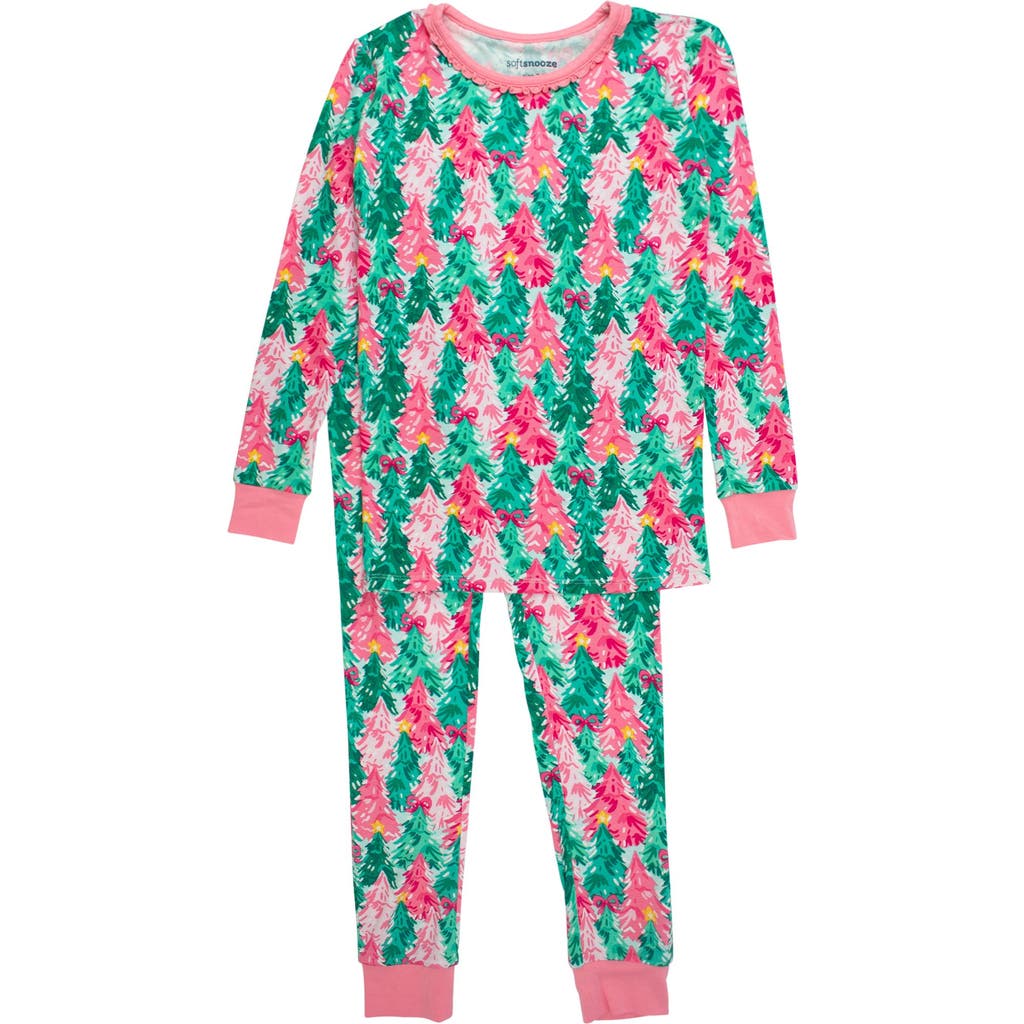 Rufflebutts Girls Softsnooze Ruffle Long Sleeve Pajama Set In Multi