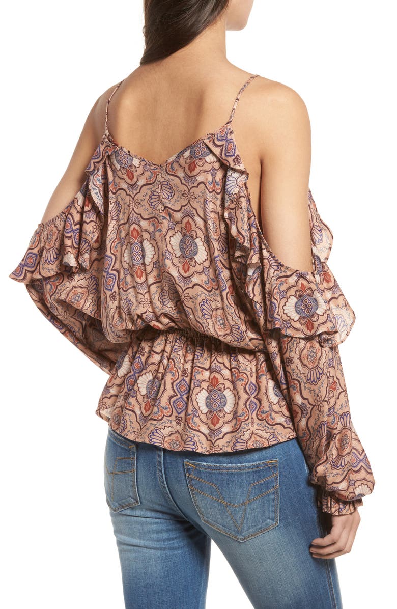 Sun & Shadow Ruffle Cold Shoulder Top, Alternate, color, 