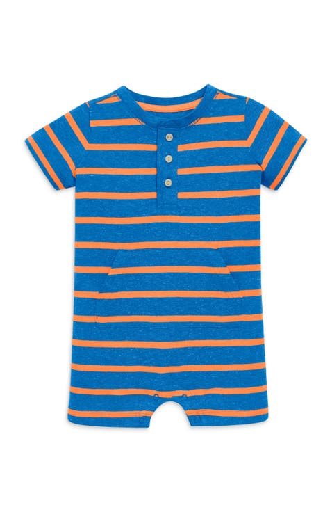 Baby Heathered Henley Shortie In Stripe