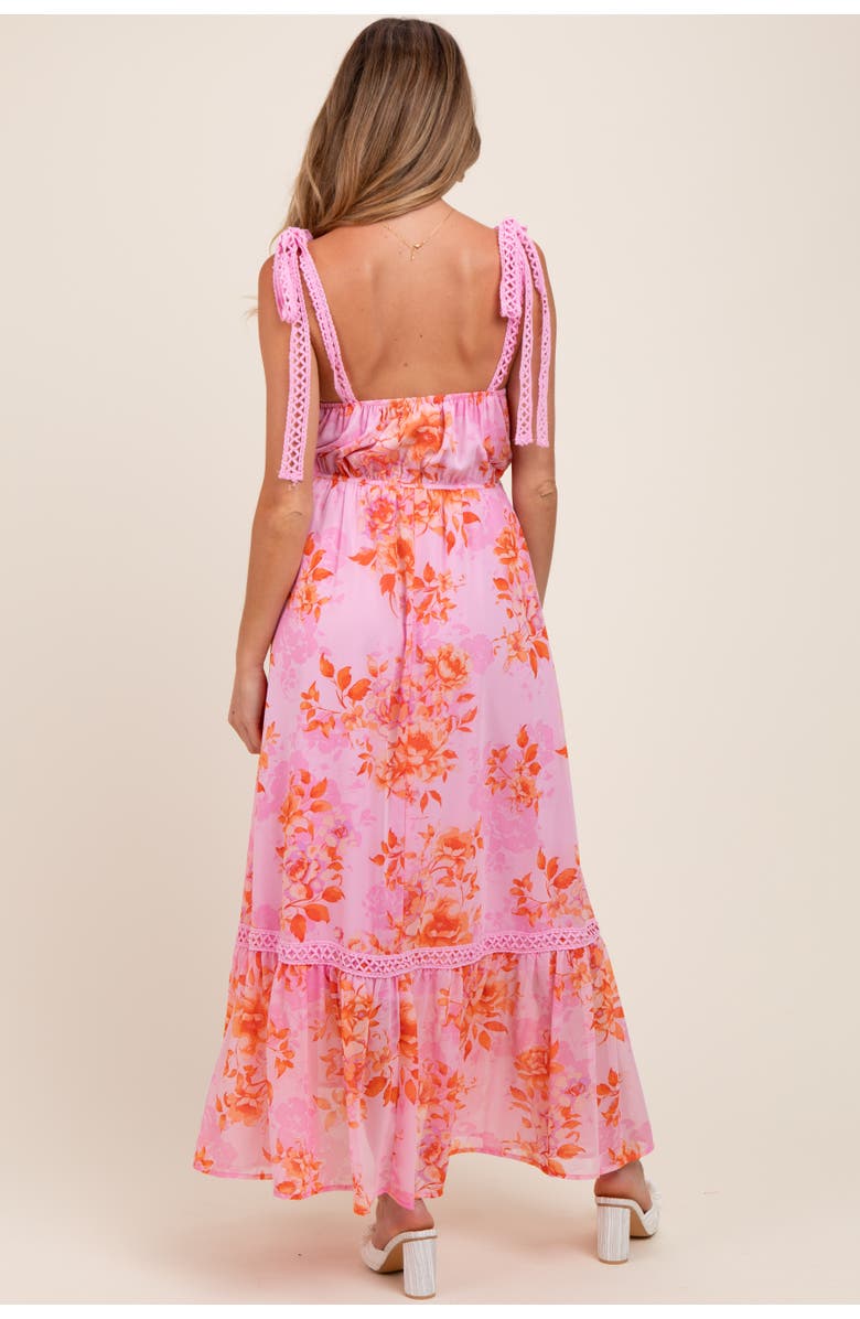 PinkBlush Floral Shoulder Tie Tiered Maxi Dress, Alternate, color, Pink