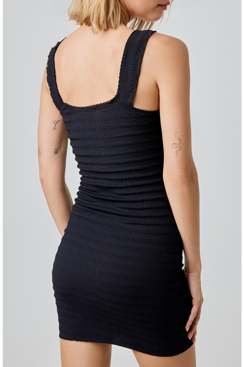 Seersucker Minidress, Alternate, color, BLACK