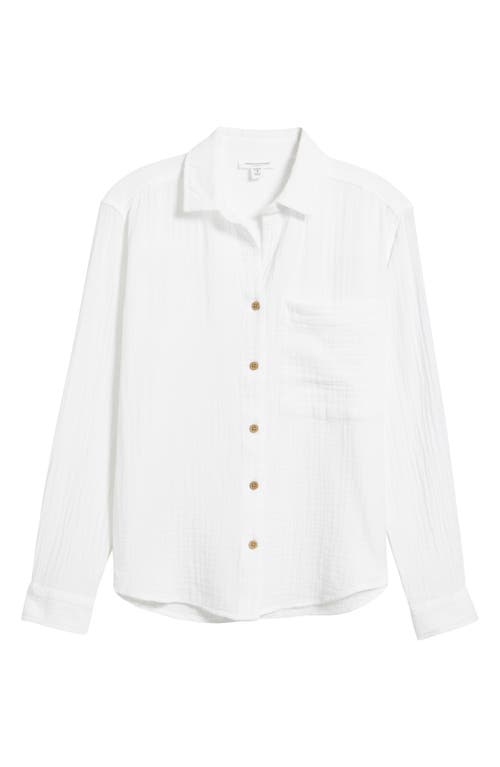 Beachlunchlounge Cameletta Cotton Gauze Button-up Shirt In White