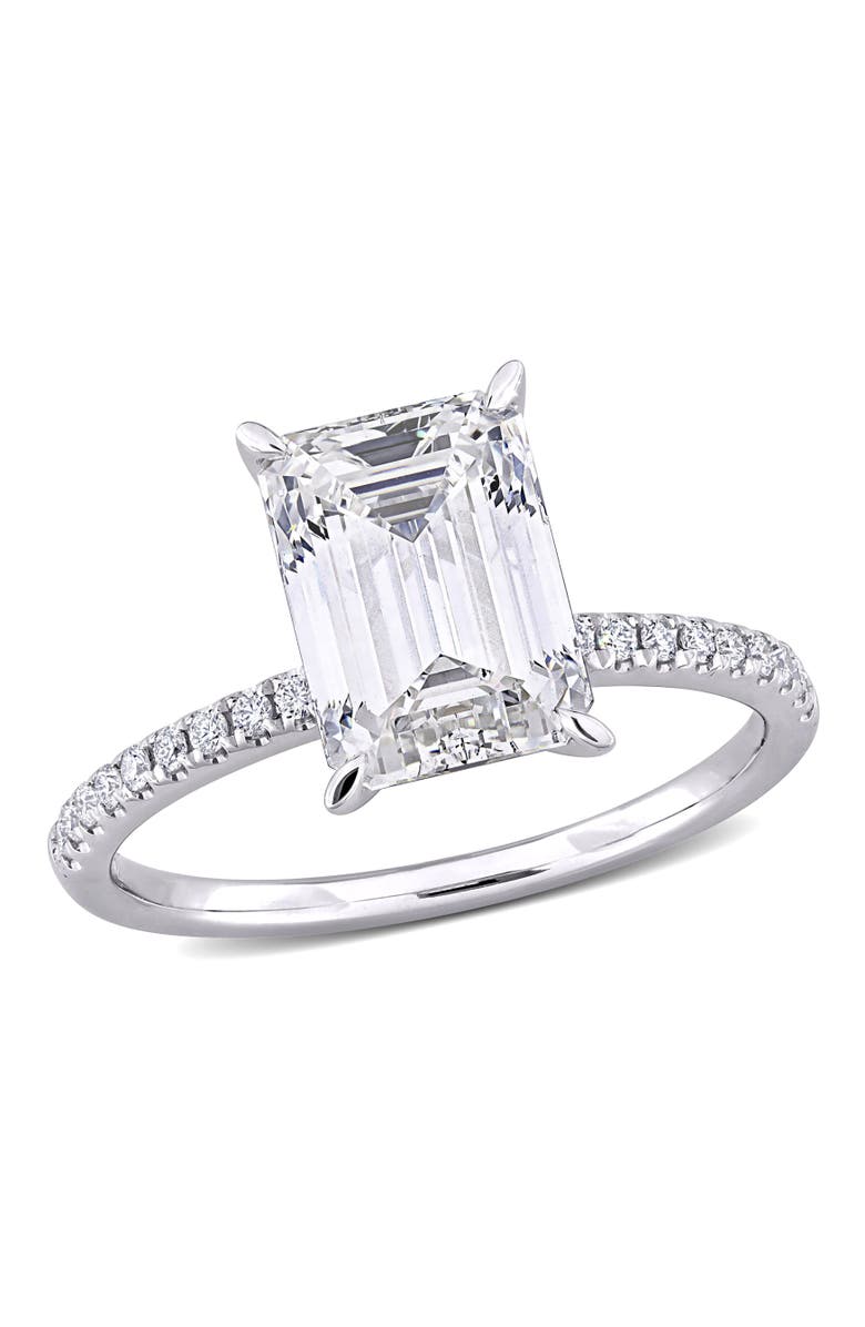 Julianna B. 3-1/10 CTW Lab-Grown Diamond Emerald-Cut Ring 14k, Main, color, White Gold