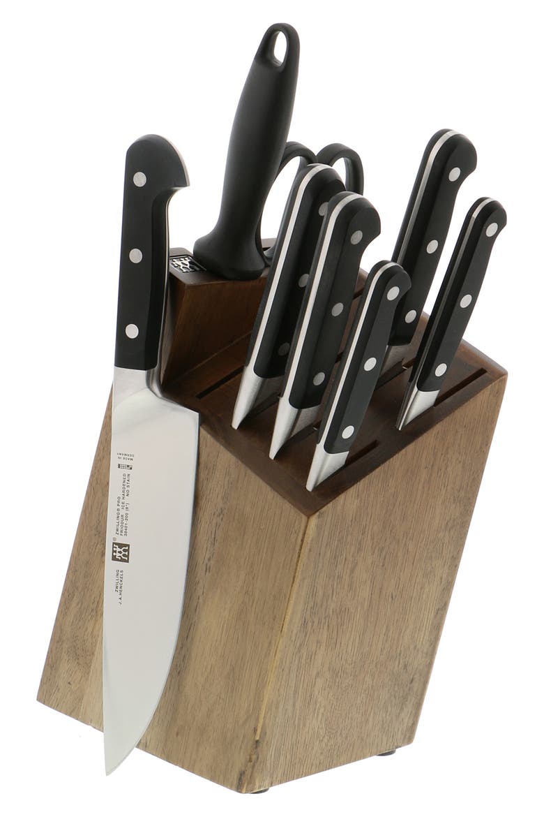 Pro 9-Piece Knife Block Set, Alternate, color, STAINLESS STEEL