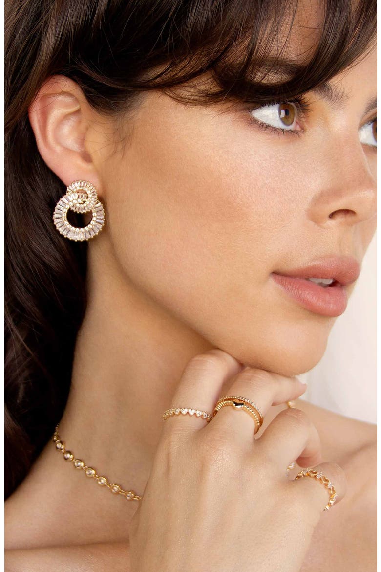 Rotating Circle Stud Earrings, Alternate, color, GOLD
