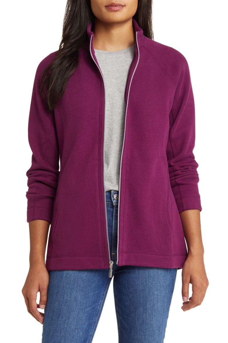 New Aruba Zip-Up Stretch Cotton Jacket, Main, color, DARK PURPLE