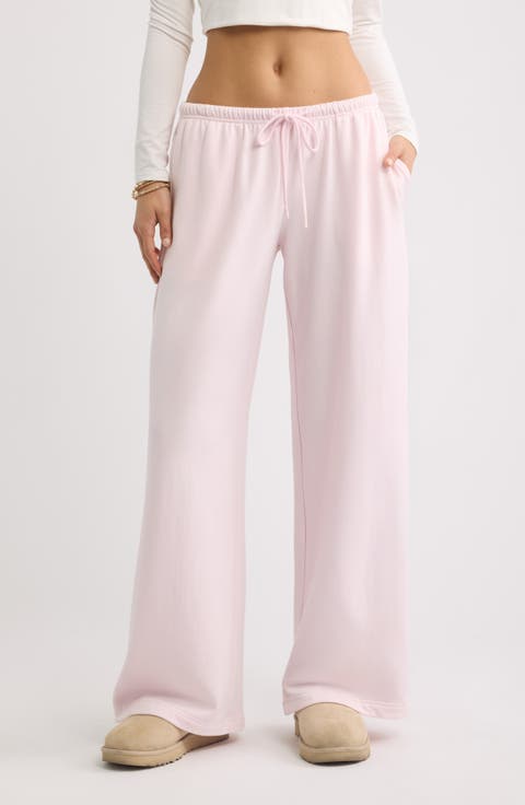 Narrow Waistband Baggy Wide Leg Sweatpants
