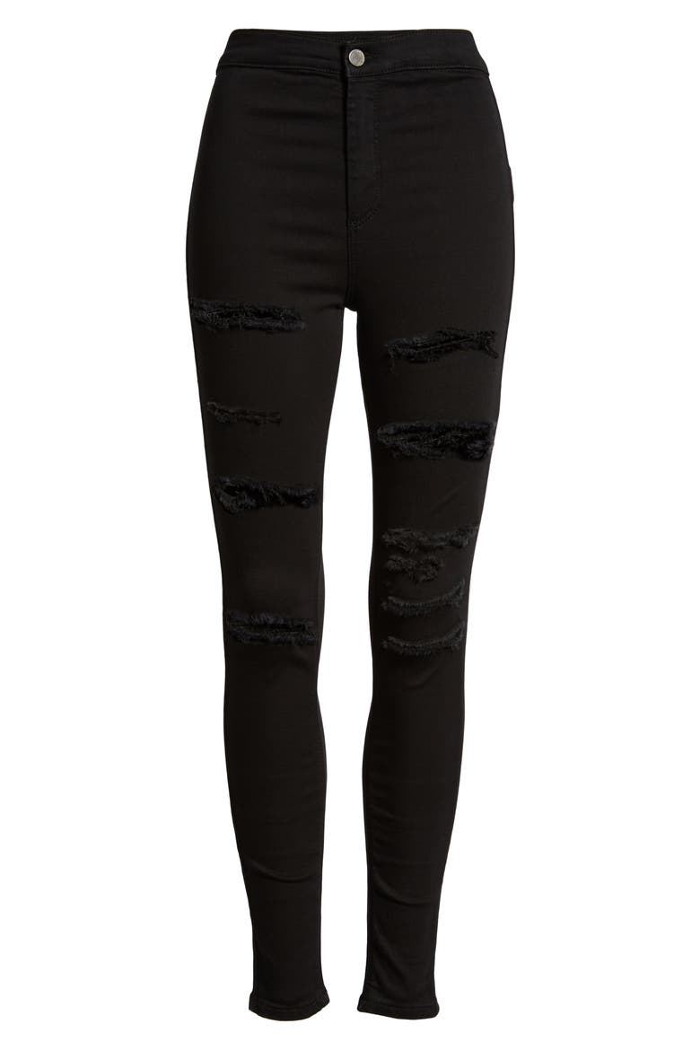 MOTO Joni Ripped Skinny Jeans, Alternate, color, BLACK