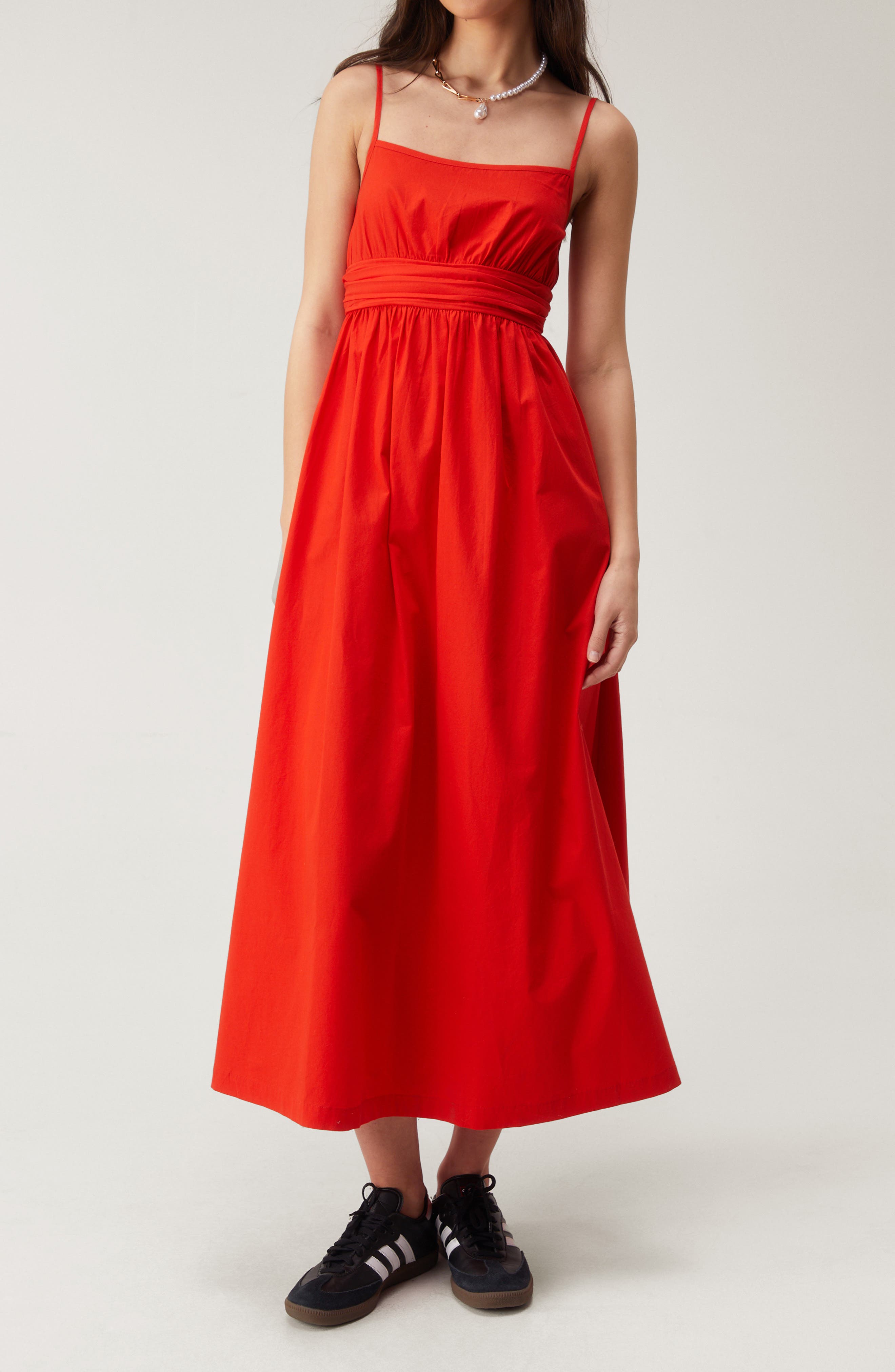 NASTY GAL Open Back Cotton Midi Dress