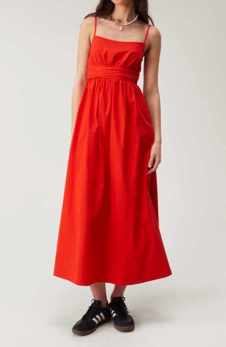 NASTY GAL Open Back Cotton Midi Dress