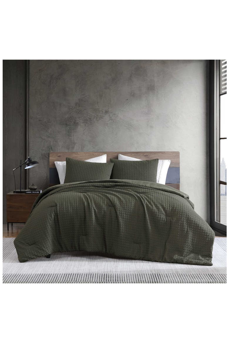 Houndstooth Embossed Comforter Set, Alternate, color, GREEN