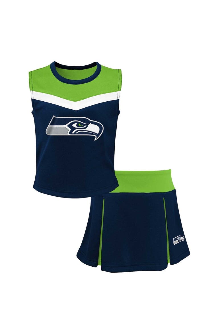 Girls Youth Navy Seattle Seahawks Spirit Two-Piece Cheerleader Set, Main, color, Navy