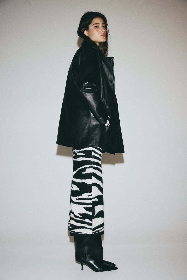 Jacquard-knit Skirt, Alternate, color, Black/zebra print