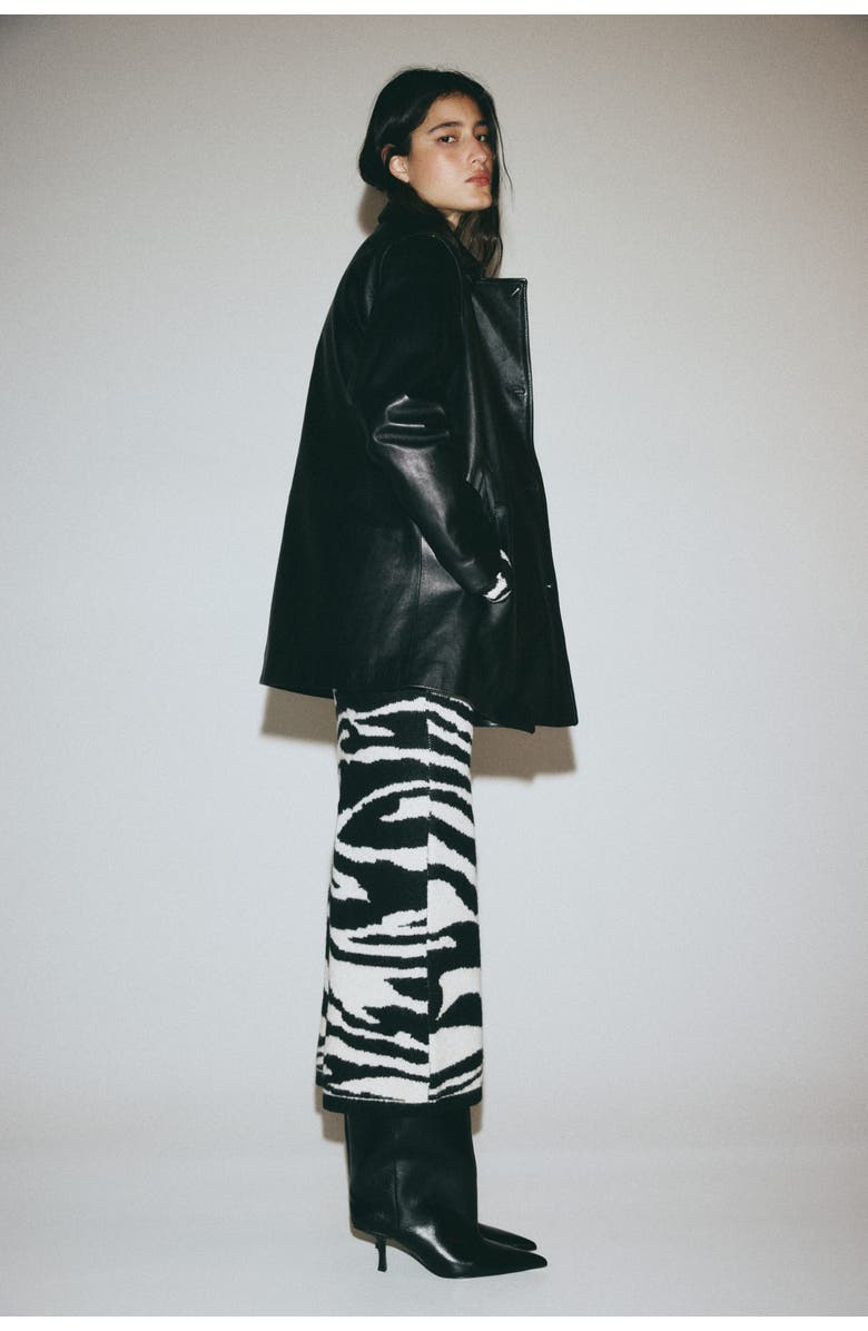 H&M Jacquard-knit Skirt, Alternate, color, Black/Zebra Print