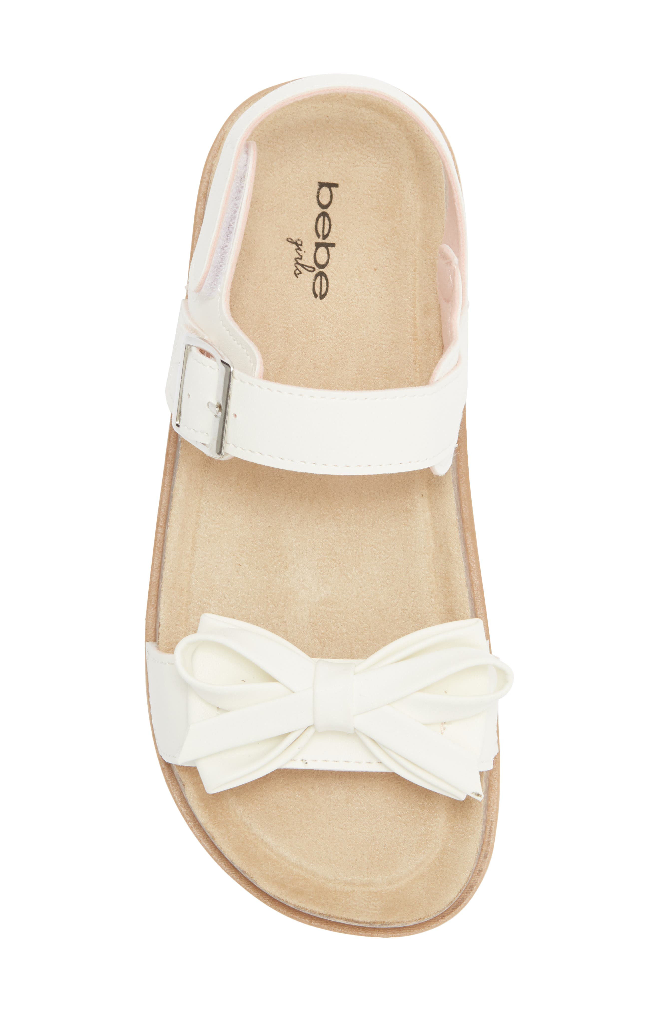 bebe Kids' Bow Strap Sandal, Alternate, color, White