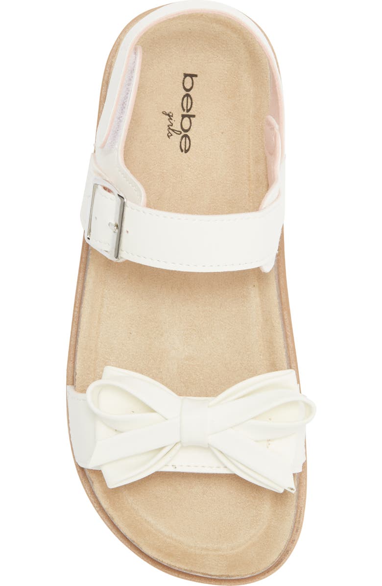 bebe Kids' Bow Strap Sandal, Alternate, color, White