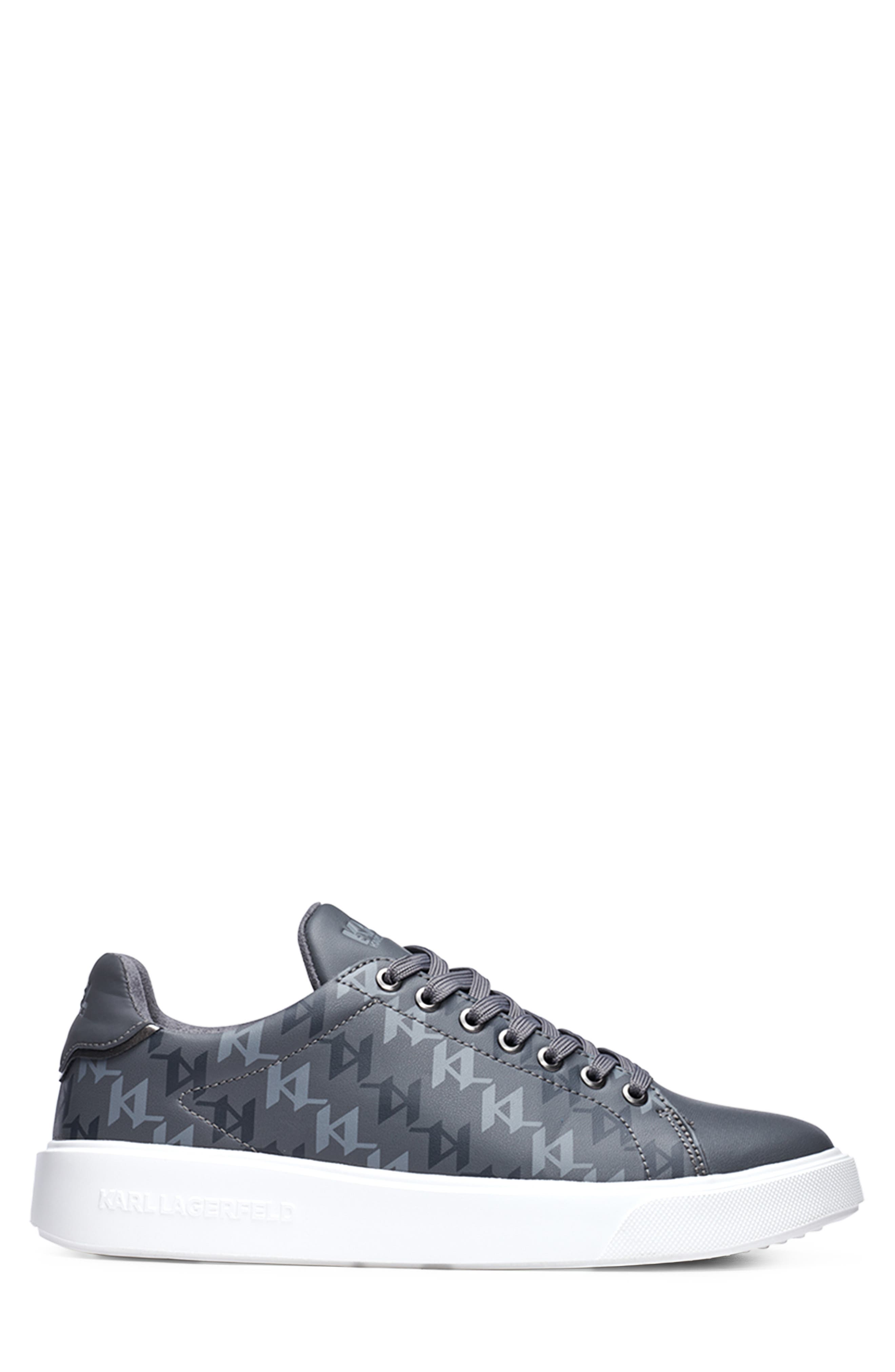 KARL LAGERFELD PARIS Side Logo Grid Low Top Sneaker, Alternate, color, Grey