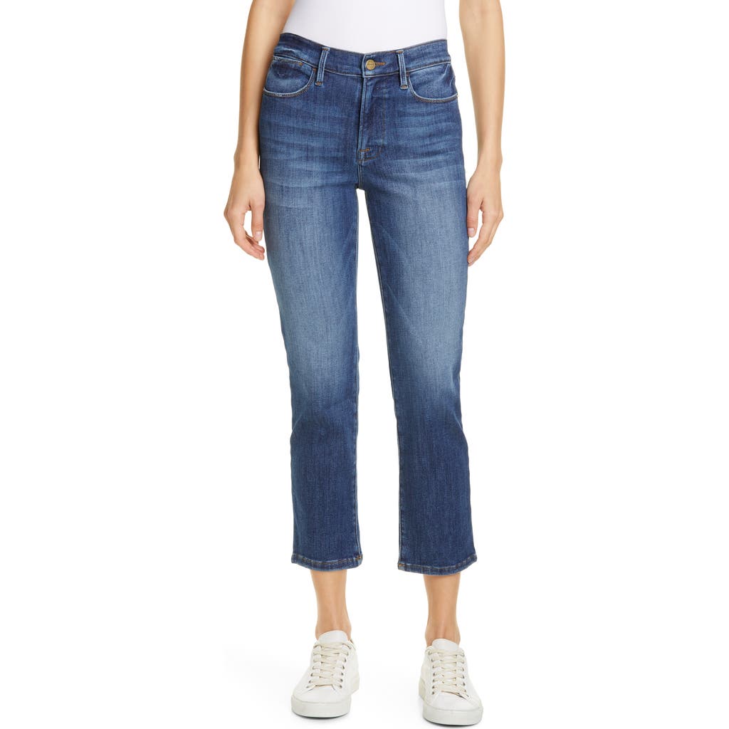 Frame Le High Straight Cropped Paneled High-rise Straight-leg Jeans In Bestia