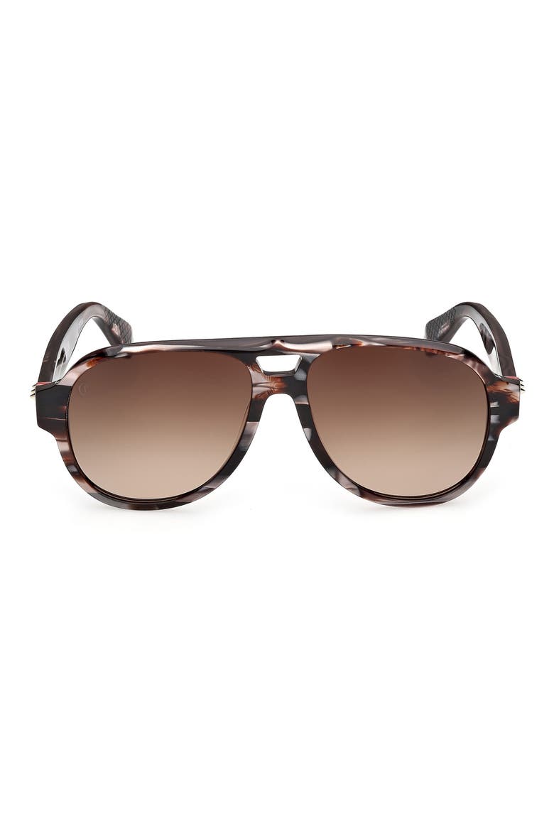 58mm Gradient Pilot Sunglasses, Main, color, STRIPED BLACK AND PEARL GRAD