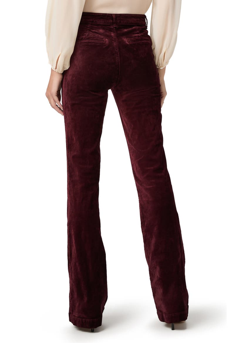 Laurel Canyon High Waist Bootcut Velvet Pants, Alternate, color, DARK OXBLOOD