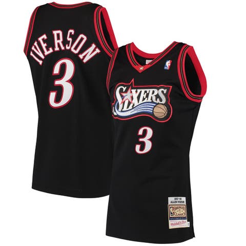 Men
s Mitchell 
Ness Allen Iverson Black Philadelphia 76ers 1997/98 Hardwood Classics Authentic Jersey