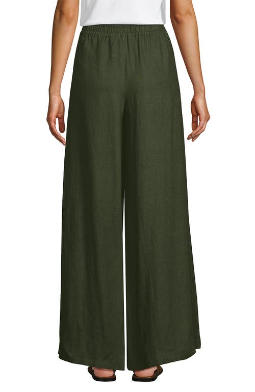 Lands' End Linen High Rise Palazzo Pants In Washed Moss