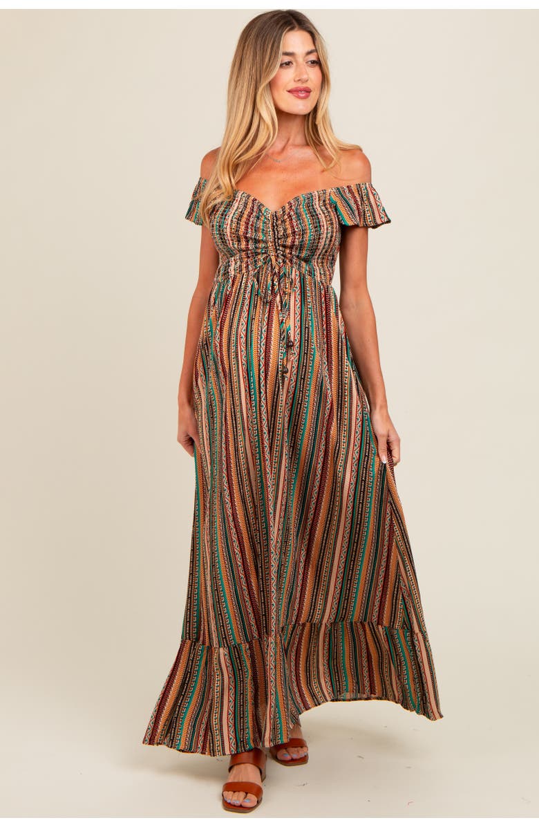 PinkBlush Off Shoulder Cinched Maxi Dress, Main, color, Multi