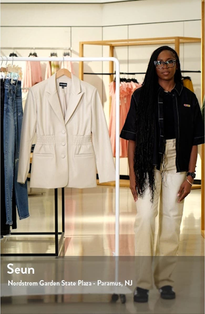 Frida Smock Waist Faux Leather Blazer, sales video thumbnail