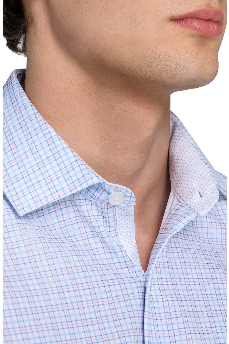 Slim Fit Microcheck Performance Dress Shirt, Alternate, color, WHITE/ BLUE