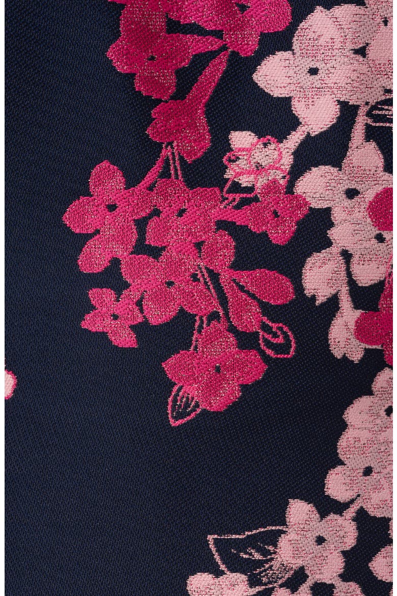 Floral Off the Shoulder Jacquard Gown, Alternate, color, NAVY/PINK MULTI