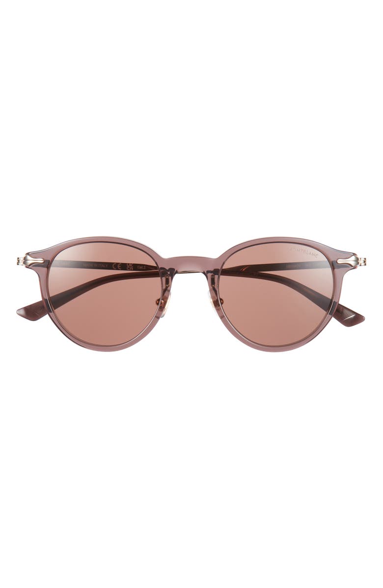 Montblanc 49mm Round Sunglasses, Alternate, color, Brown Gold Blue