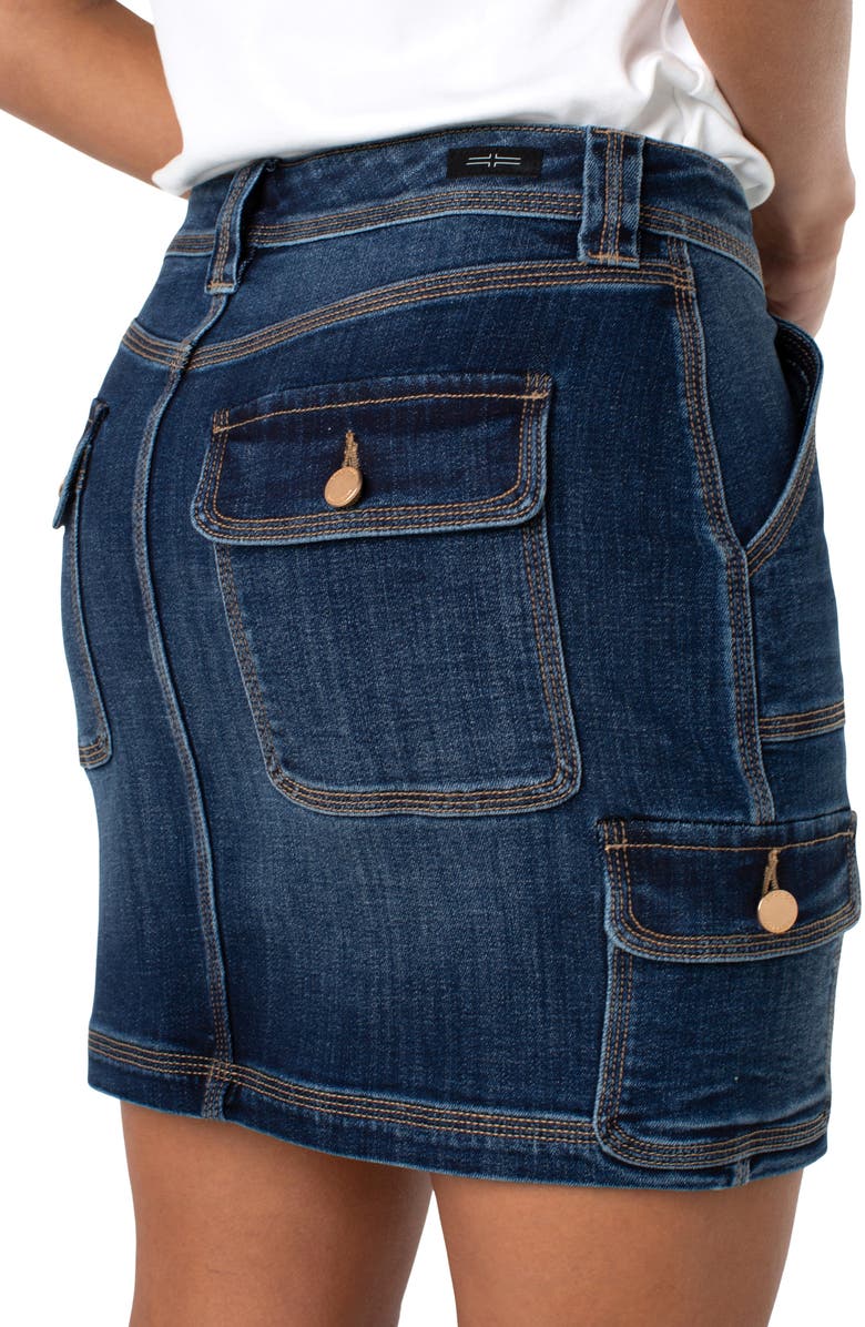 Liverpool Los Angeles Tripe Needle Denim Cargo Skirt, Alternate, color,
