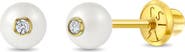 In Season Jewelry 14k Simulated Pearl and Cubic Zirconia Earrings