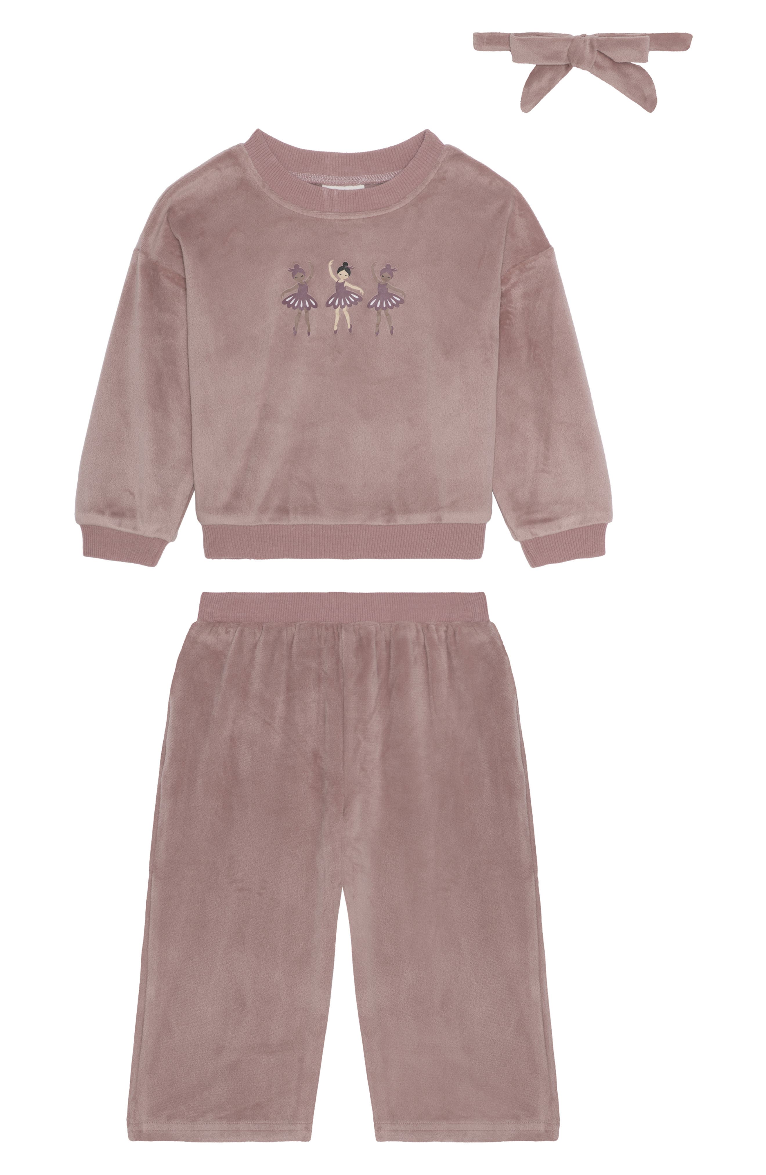 PL Baby by Petit Lem Velour Top, Wide Leg Pants & Headband Set