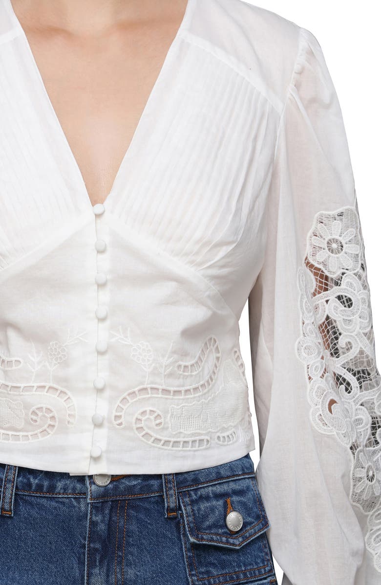 Avec Les Filles Pintuck Lace Shirt, Alternate, color, White