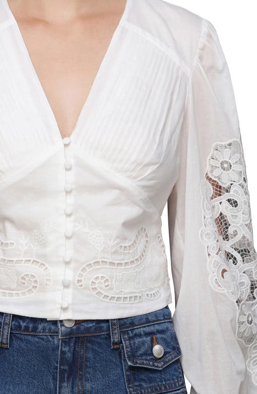 Avec Les Filles Pintuck Lace Shirt In White