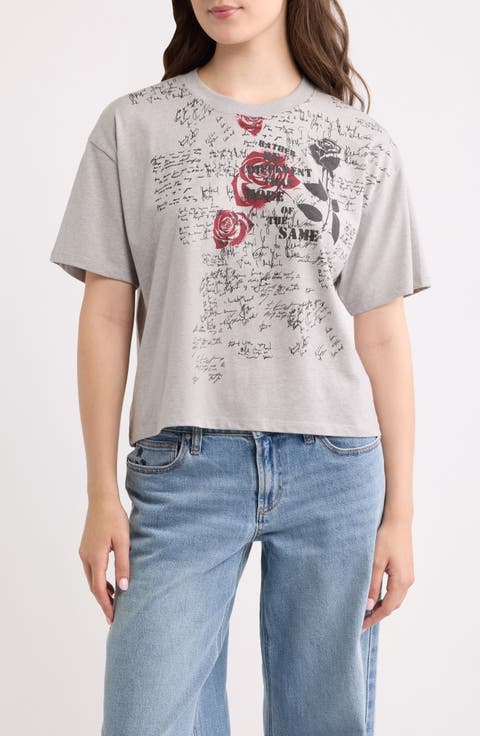 Roses Crop Graphic T-Shirt