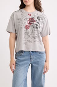 Vinyl Icons Roses Crop Graphic T-Shirt