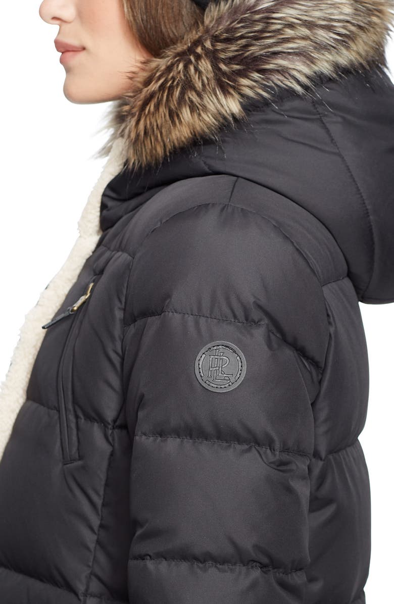 Lauren Ralph Lauren Faux Fur Trim Down & Feather Fill Parka, Alternate, color,