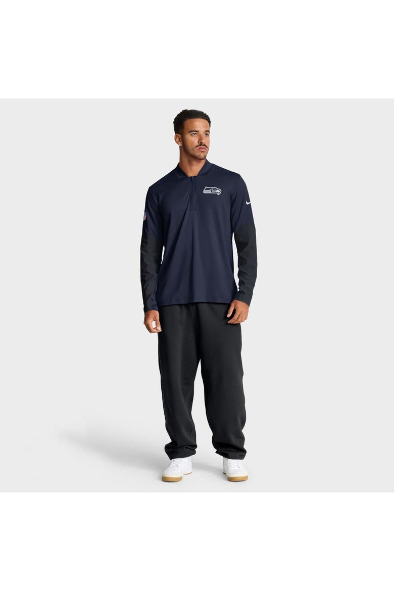 Men's Nike College Navy Seattle Seahawks Sideline Dri-FIT Half-Zip Pullover, Alternate, color, College Navy