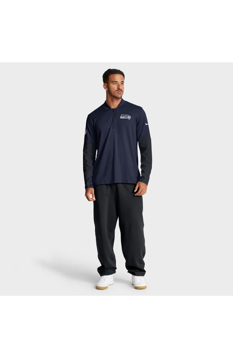 Nike Men's Nike College Navy Seattle Seahawks Sideline Dri-FIT Half-Zip Pullover, Alternate, color, College Navy