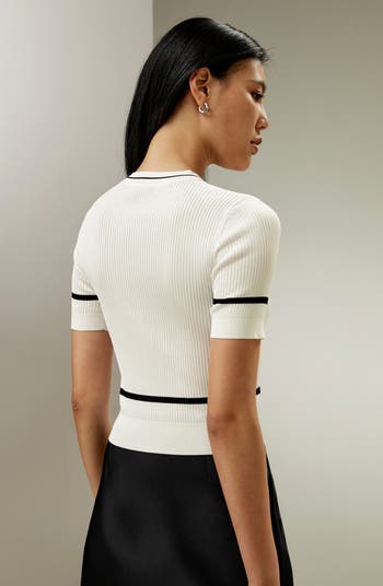 Ribbed Knit Silk Crop Top