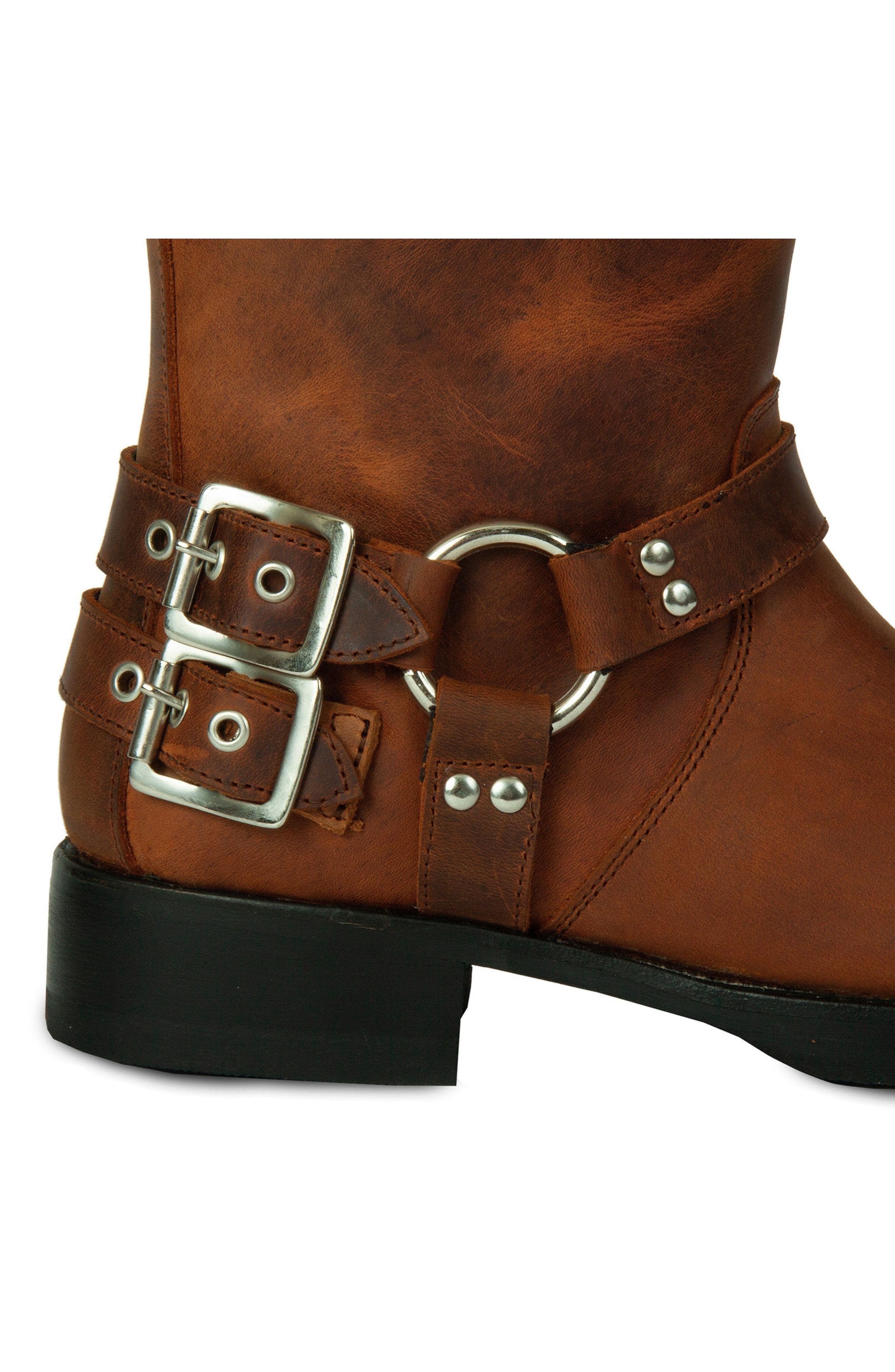 Tall Biker Distressed Boots, Alternate, color, Brown