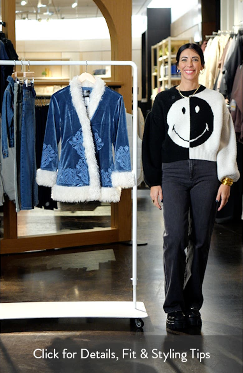 Kids' Faux Fur Trim Embroidered Velvet Jacket, sales video thumbnail