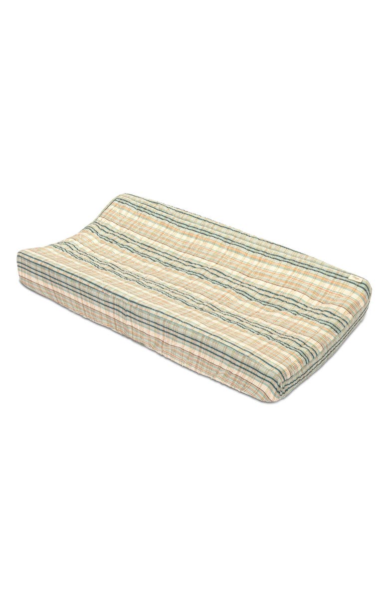 CRANE BABY Plaid Quilted Cotton Changing Pad Cover, Main, color, Beige