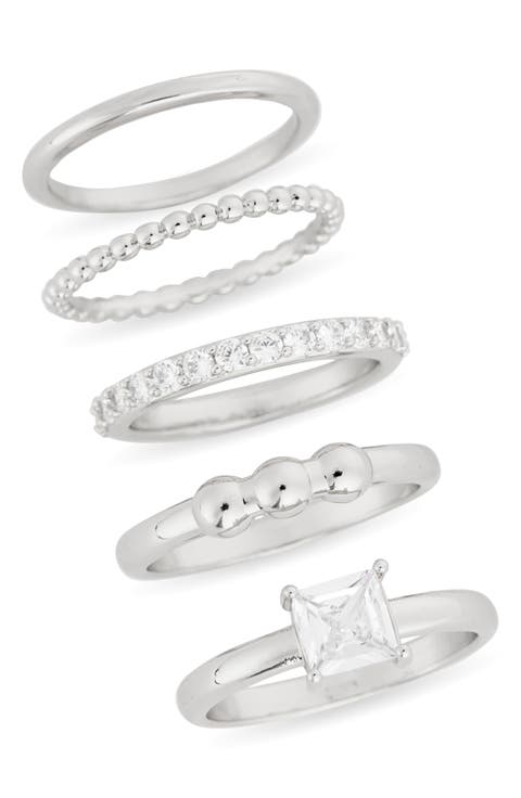 Set of 5 Cubic Zirconia Stackable Rings