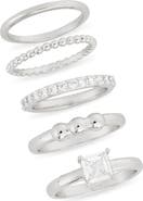 NORDSTROM RACK Set of 5 Cubic Zirconia Stackable Rings