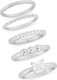NORDSTROM RACK Set of 5 Cubic Zirconia Stackable Rings